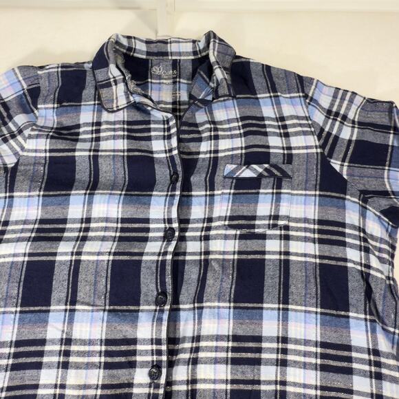 Croft & Barrow 2 pc Flannel Pajamas Woman XXL Button Top Drawstring Elas Waist - Picture 4 of 16